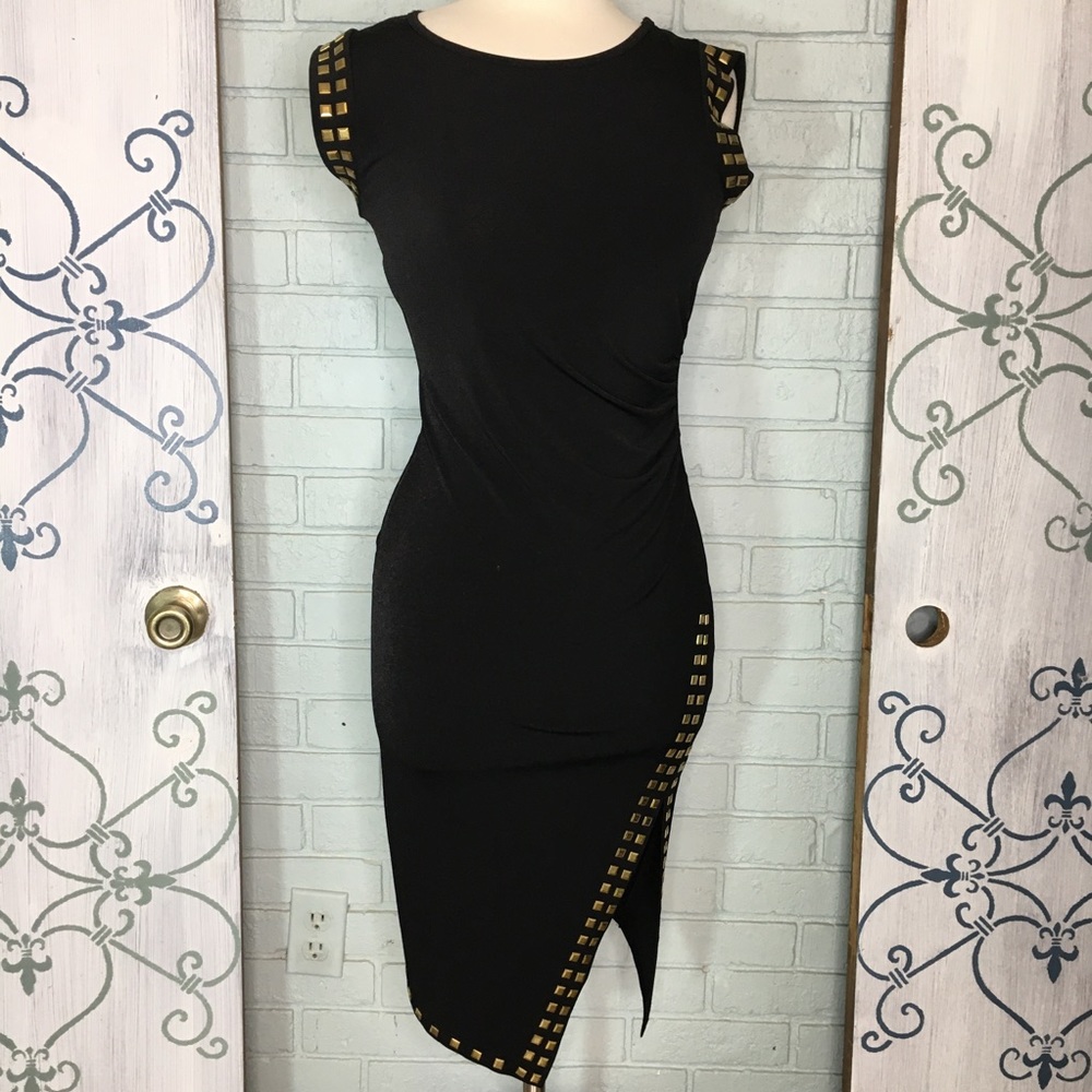 Micheal Kors Cocktail Dress Black w/Gold Studs Sm